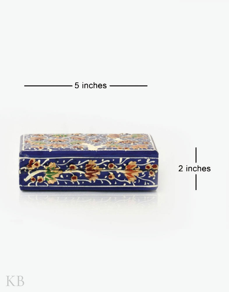 Blue Flower Tree Handmade Paper Mache Box - Kashmir Box