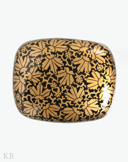 Black And Gold Handcrafted Paper Mache Trinket Box - Kashmir Box