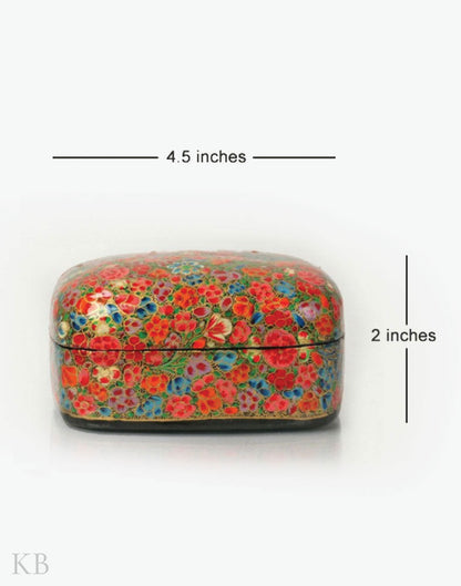 Multicoloured Floret Handmade Paper Mache Trinket Box - Kashmir Box