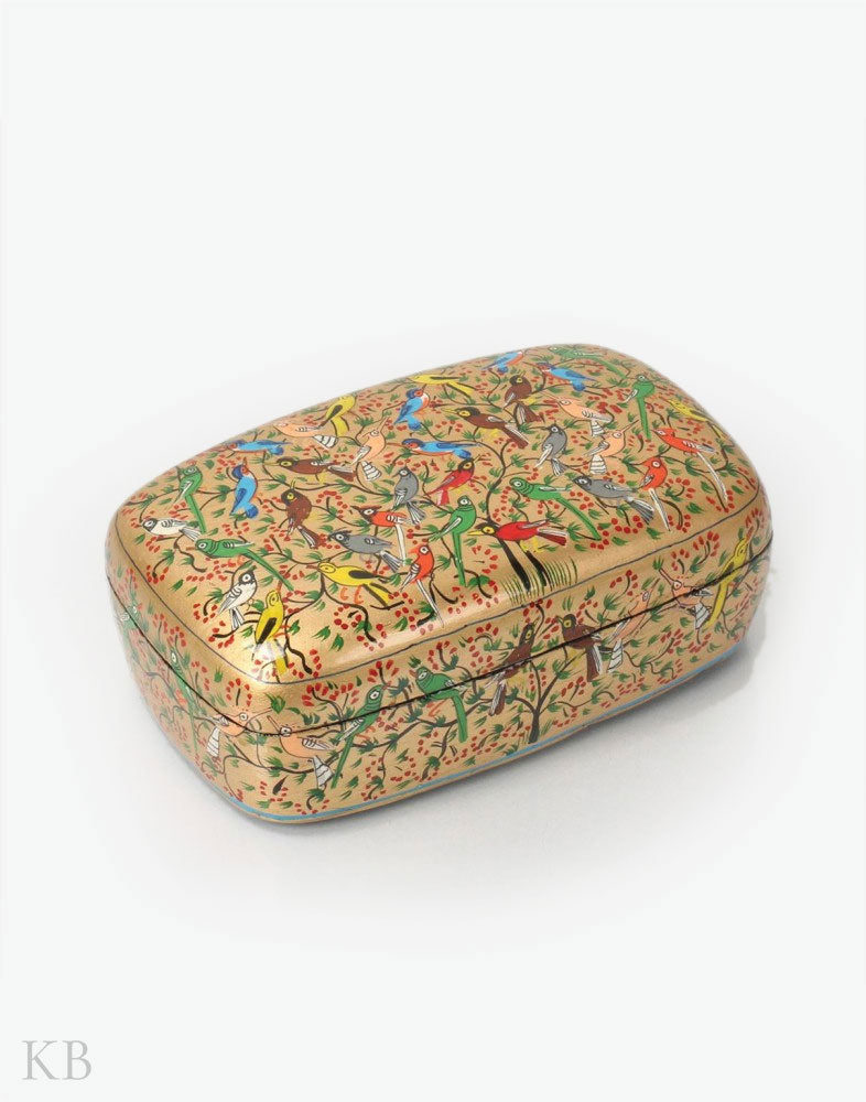 Sparrow Flutter Handmade Paper Mache Trinket Box - Kashmir Box