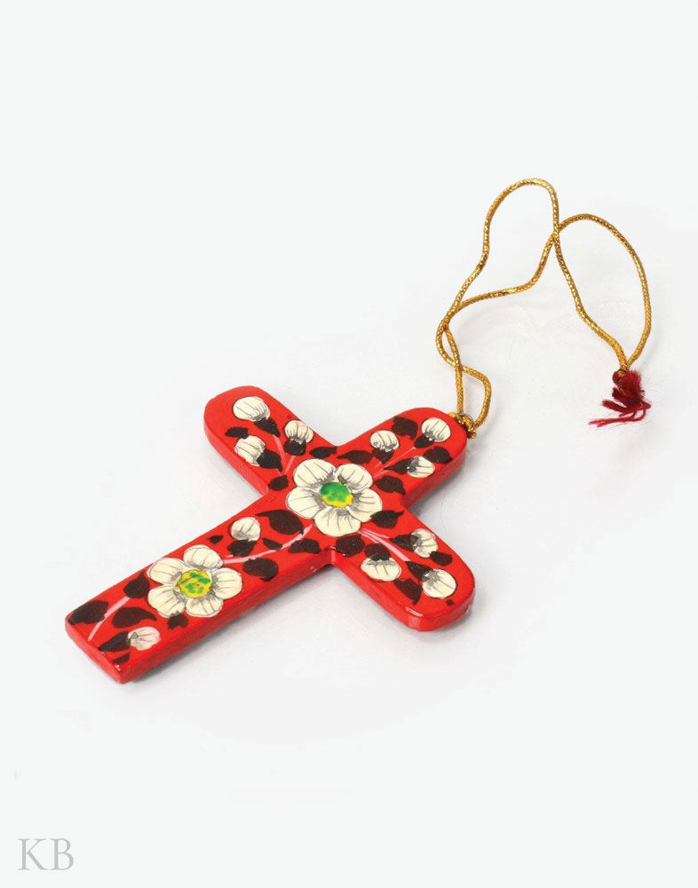 Crimson Red Paper Mache Latin Cross (Set of 4) - Kashmir Box