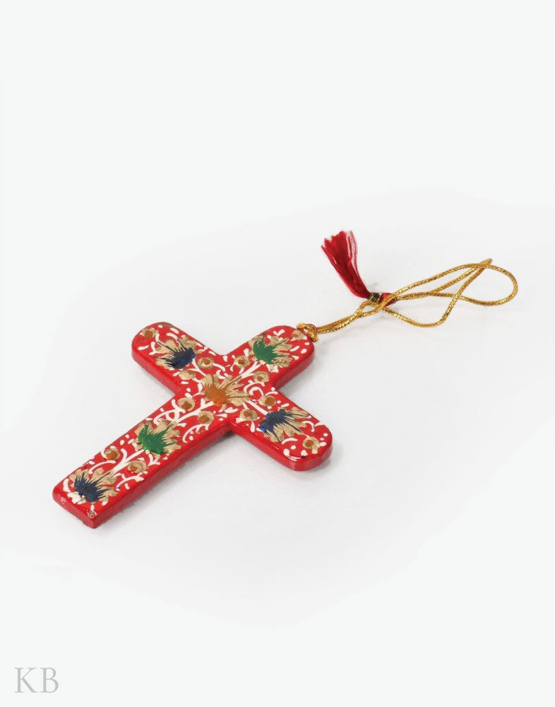 Gold Chinar Paper Mache Latin Cross (Set of 4) - Kashmir Box