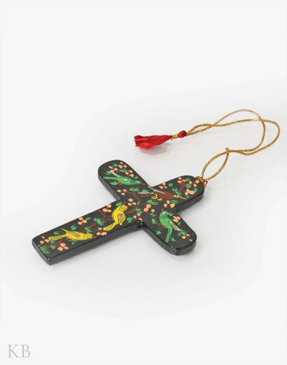 Five Bird Black Paper Mache Latin Cross (Set of 4) - Kashmir Box