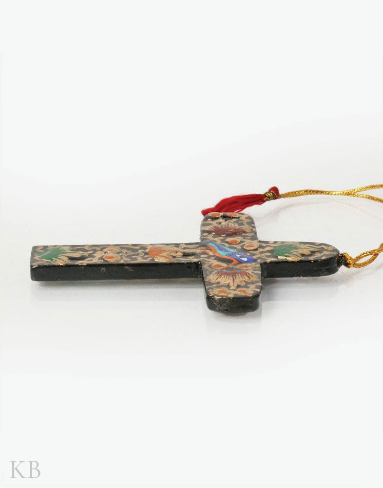 Multi Shaded Birdy Paper Mache Latin Cross (Set of 4) - Kashmir Box