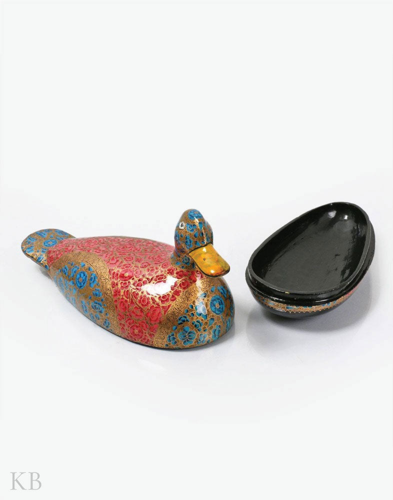 Multi Hued Handmade Paper Mache Miniature Duck - Kashmir Box