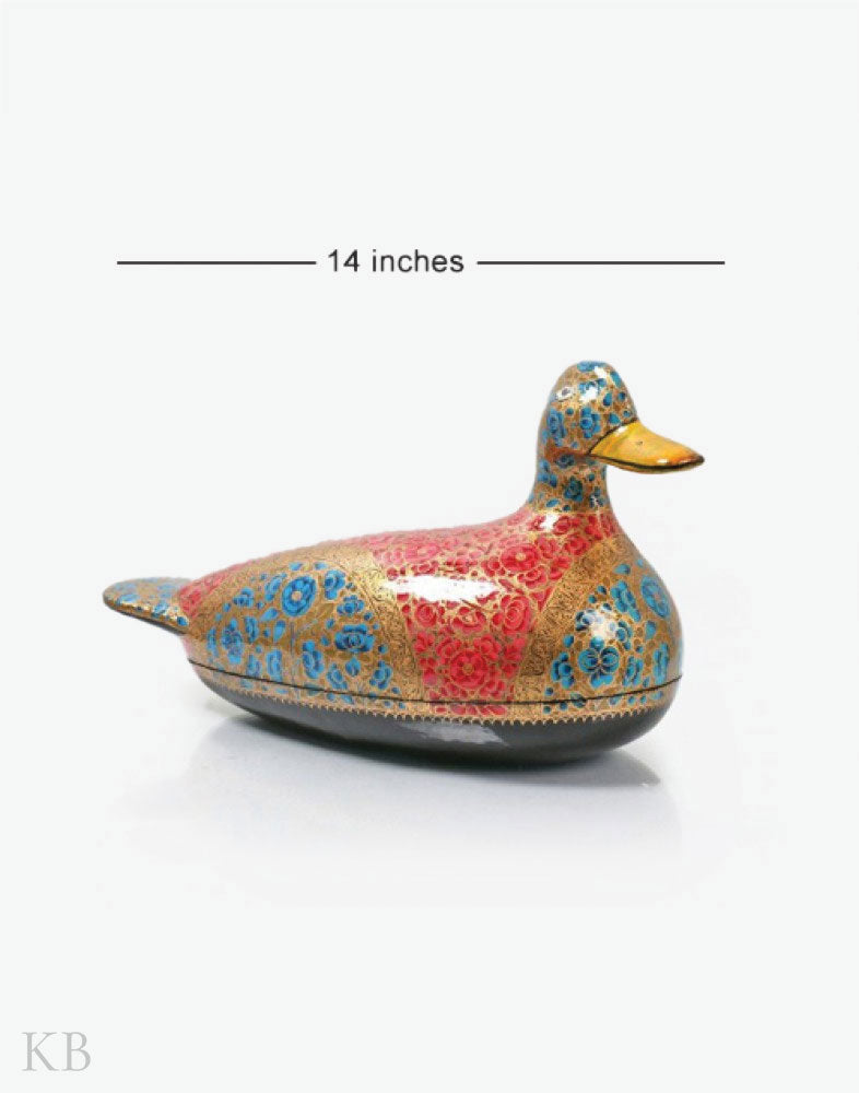 Multi Hued Handmade Paper Mache Miniature Duck - Kashmir Box