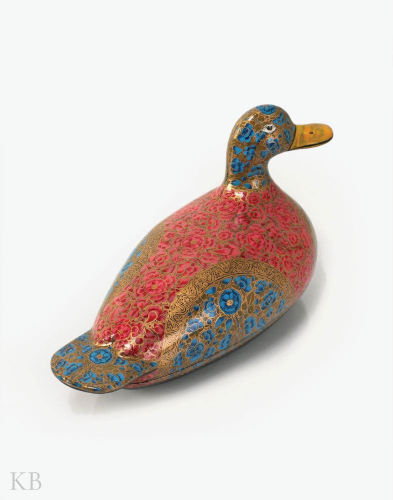 Multi Hued Handmade Paper Mache Miniature Duck - Kashmir Box