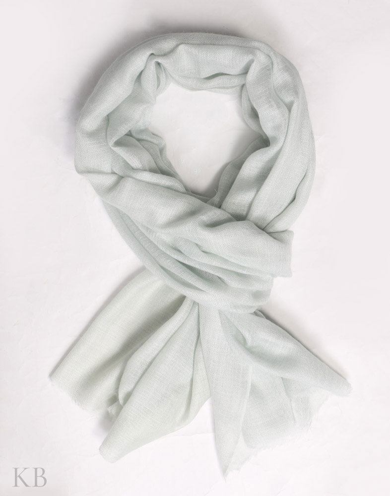 Pistachio Green Plain Weave Cashmere Pashmina Stole - Kashmir Box