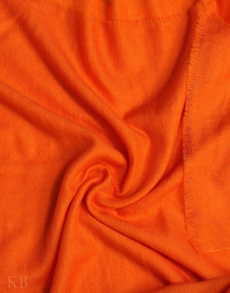 Carrot Orange Plain Cashmere Pashmina Shawl - Kashmir Box