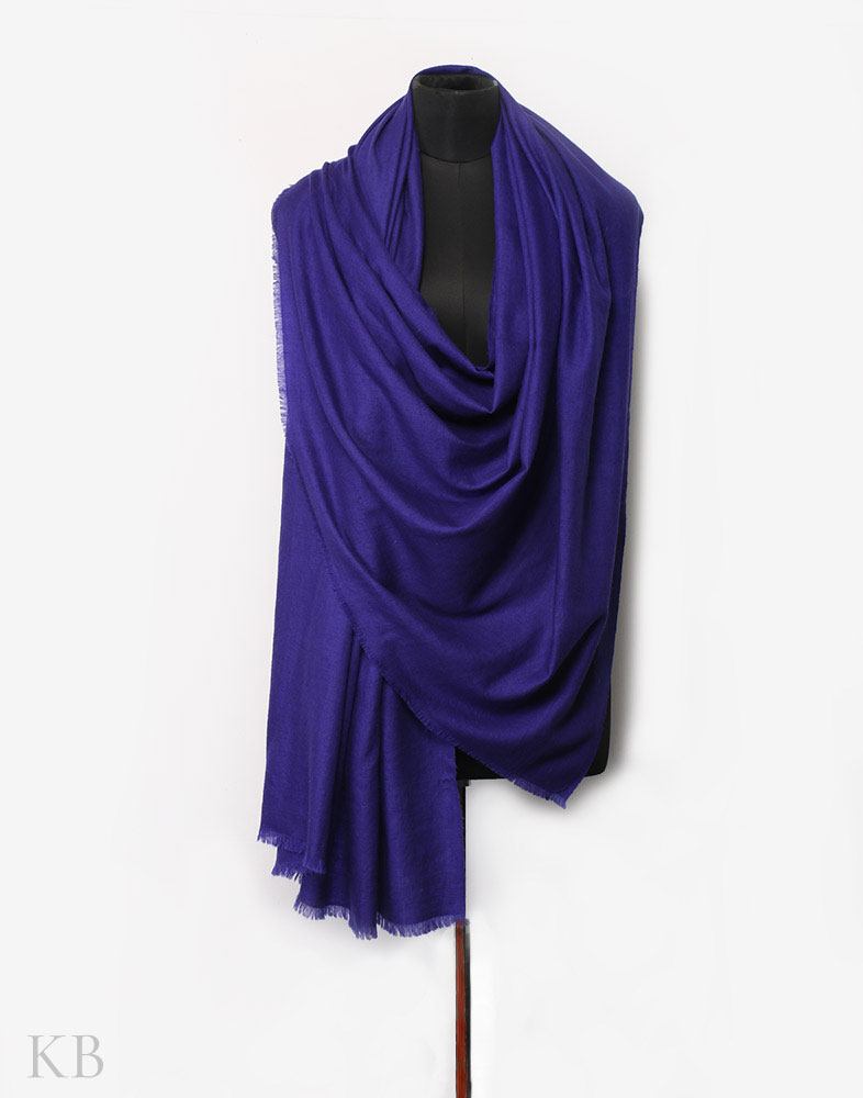 Berry Blue Plain Cashmere Pashmina Shawl - Kashmir Box