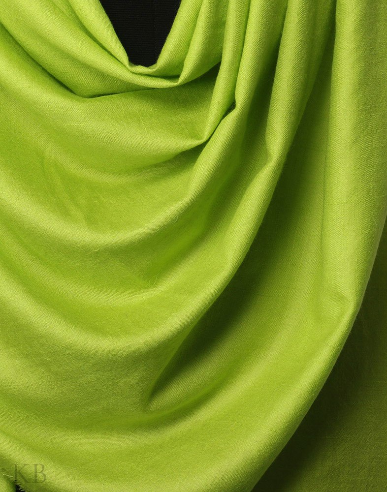 Lime Green Plain Cashmere Pashmina Shawl - Kashmir Box