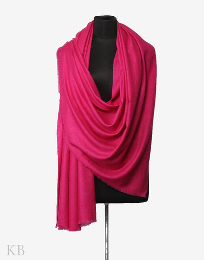 Hot Pink Solid Cashmere Pashmina Shawl - Kashmir Box