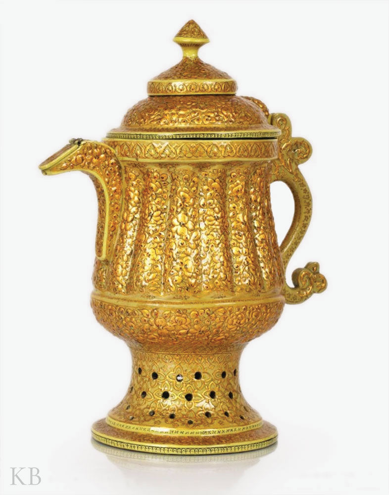 Gold Exquisite paper Mache Samovar - Kashmir Box