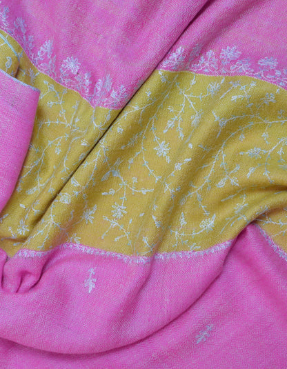 Lovely Pink Handwoven Palla Jaali Embroidered Cashmere Pashmina Stole