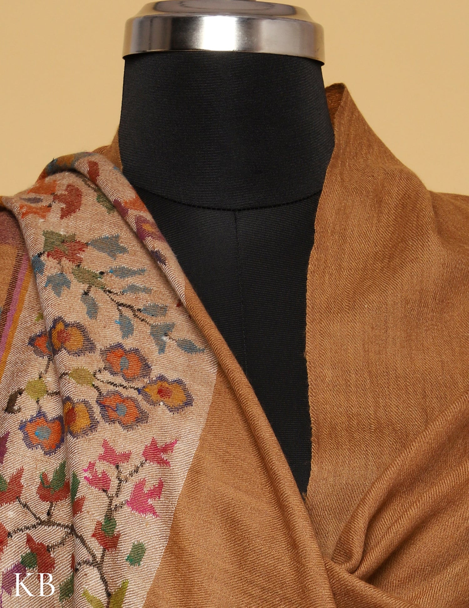 Almond Brown Kani GI Pashmina Shawl - Kashmir Box