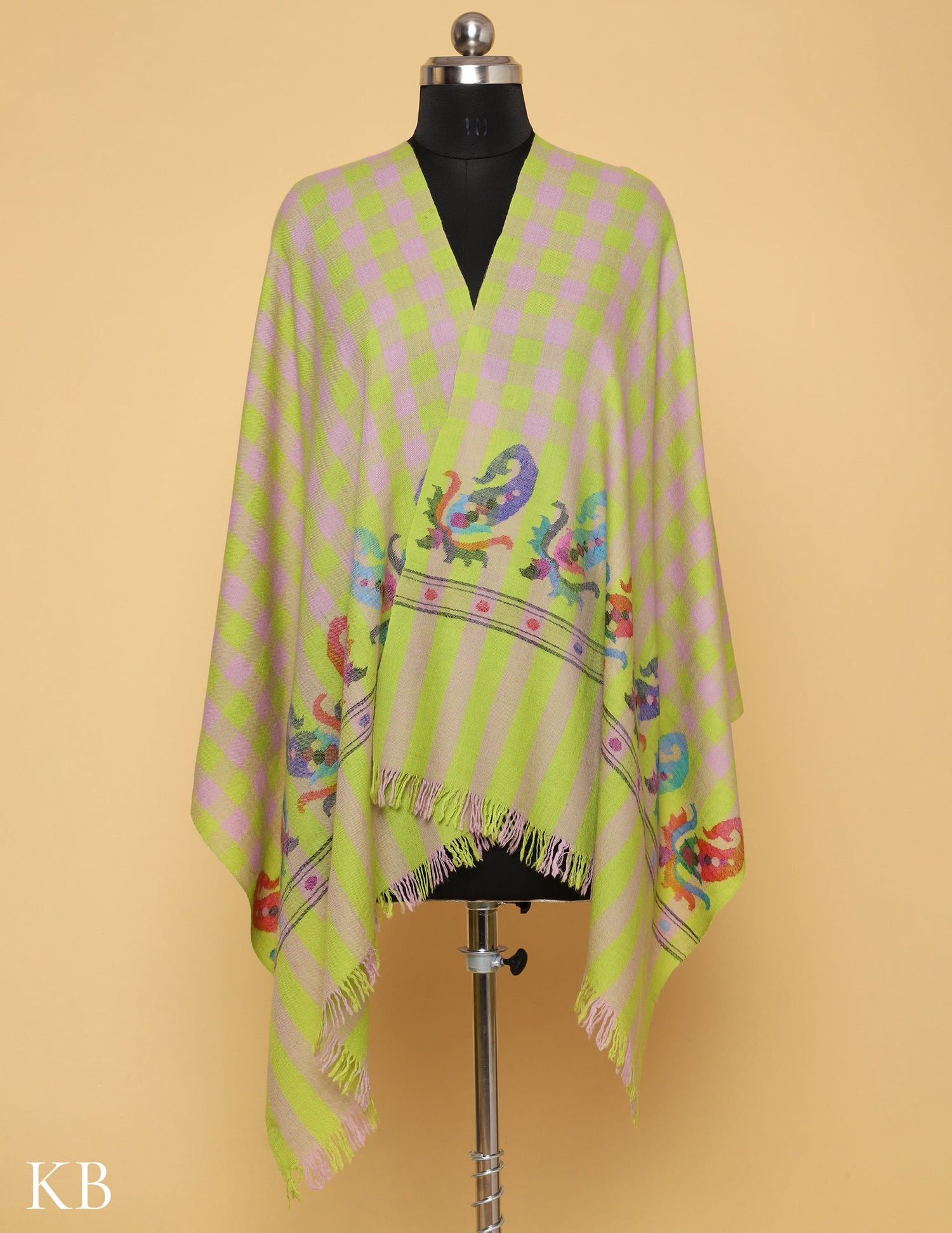 Lime Kani Palla Pure Pashmina Stole - Kashmir Box